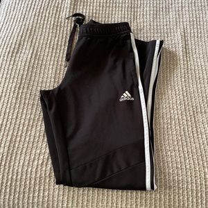 Adidas gym pants size small black and white